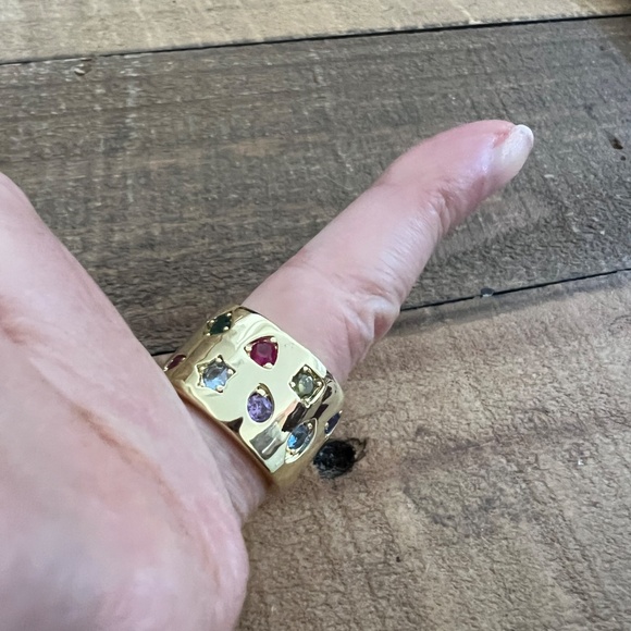 Rachel Glauber 14 karat yellow gold plated multicolor cz  ring size 7 - Picture 4 of 5
